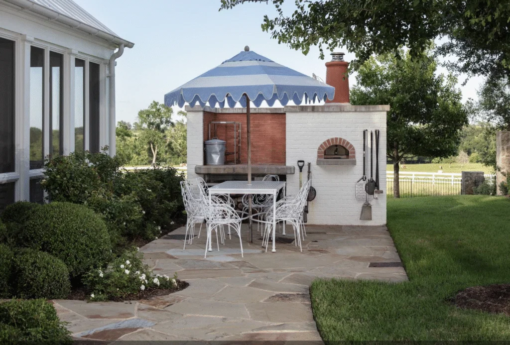The grounds at Goodthyme Farm include a wood-burning pizza oven and cozy patio. (Photo by Kerry Kirk Photography)